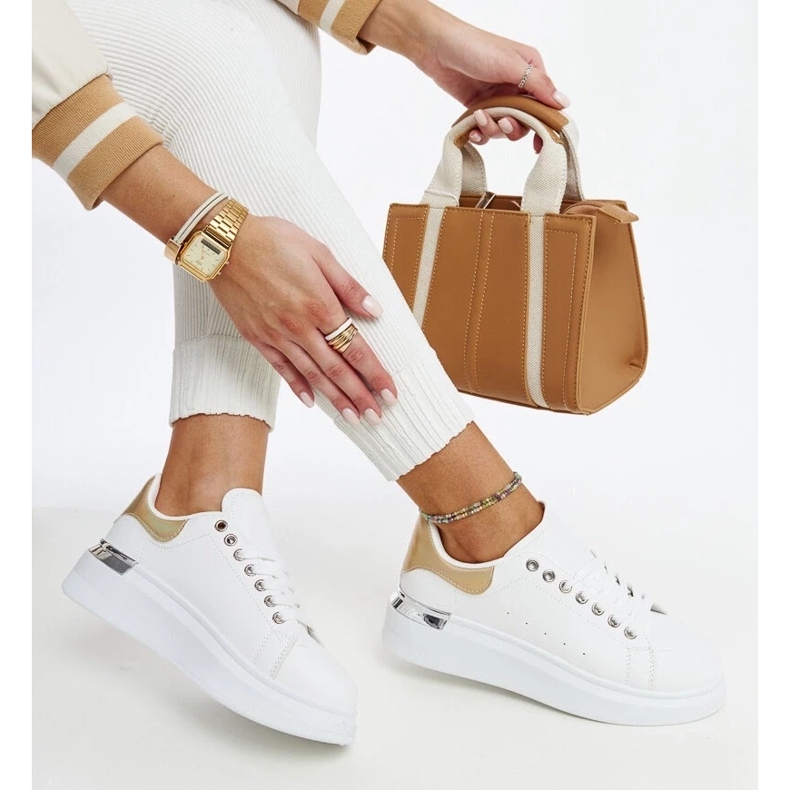 D/GMR Weiße Sportschuhe mit goldenem Meriana-Einsatz 2