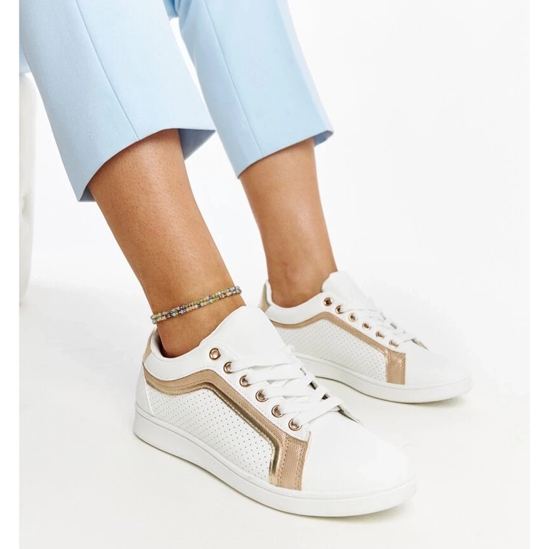 D/GMR Weiß-goldene Amala-Plateau-Sneaker 1