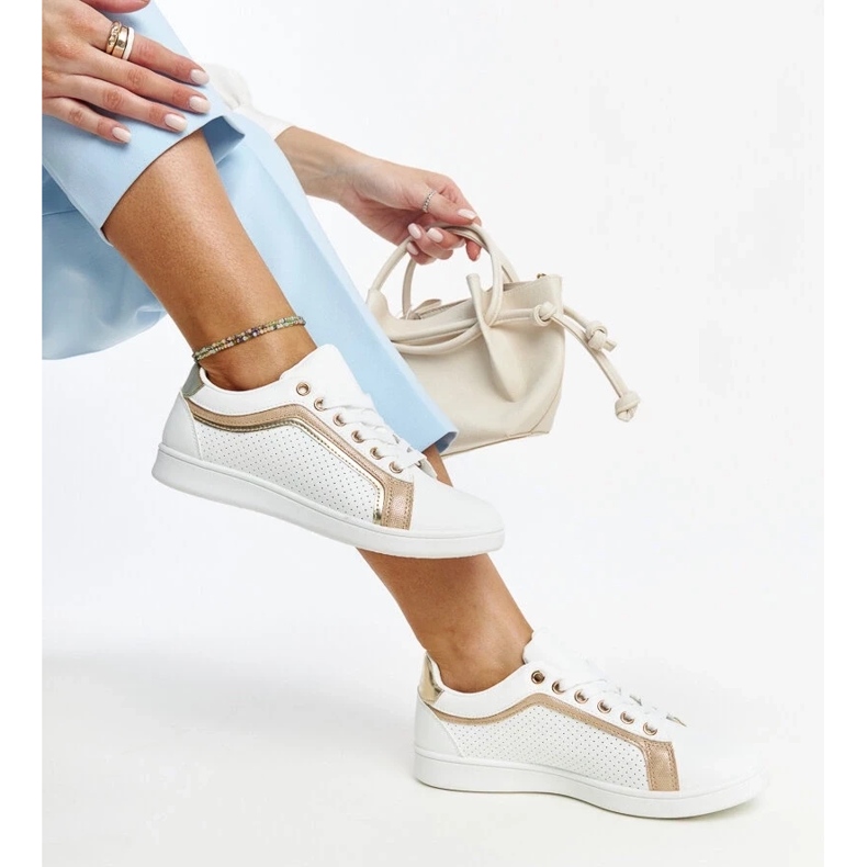 D/GMR Weiß-goldene Amala-Plateau-Sneaker 2