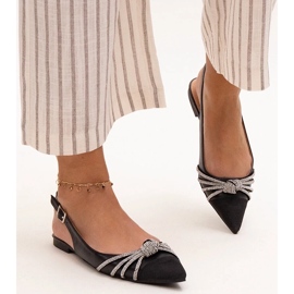 Ballerinas mit spitzer Spitze und Sellar-Strasssteinen schwarz 2