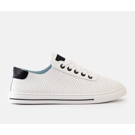 Weiße perforierte Sneakers Spitzen -up -Sneakers von Frauen 1