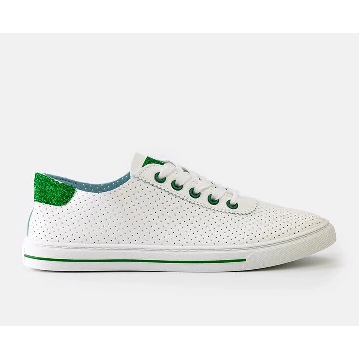 Weiße perforierte Sneakers Spitzen -up -Sneakers von Frauen 1