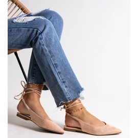 D/CEO Leaia beige Ballerinas zum Schnüren mit offenem Absatz 1