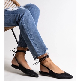 D/CEO Schwarze Ballerinas zum Schnüren von Safine mit Strasssteinen 2