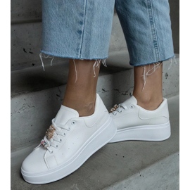 D/CEO Weiße Plateau-Sneaker, verziert mit einem Mavien-Teddybären 1