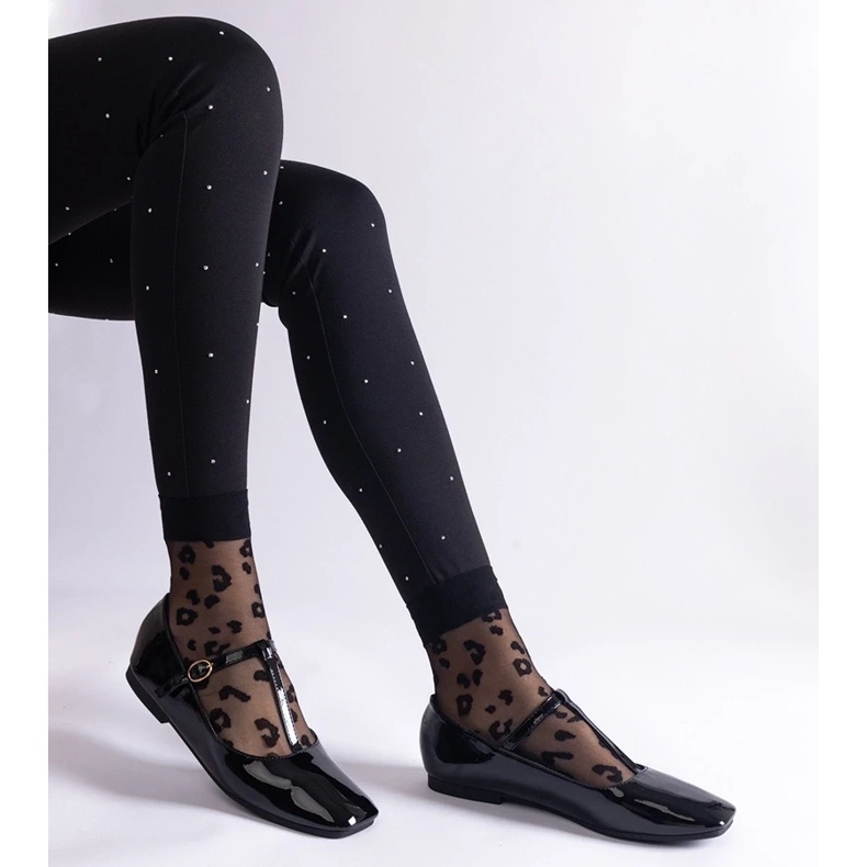 D/CEO Schwarze Ballerinas aus Lackleder mit Marseille-Gürtel 2