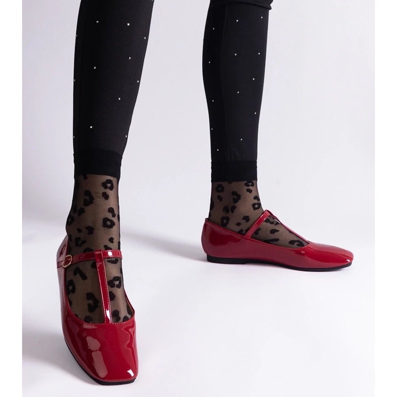 D/CEO Red lackierte Ballerinas mit Marseille Belt rot 1