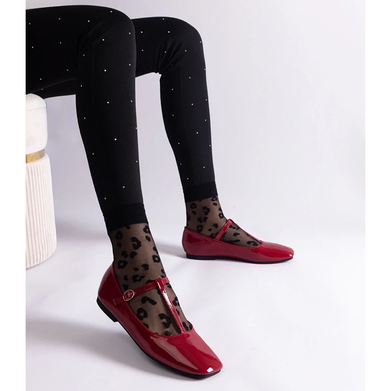 D/CEO Red lackierte Ballerinas mit Marseille Belt rot 2