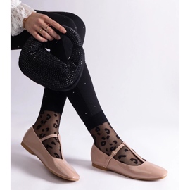 D/CEO Beigefarbene Ballerinas aus Lackleder mit Marseille-Gürtel 2