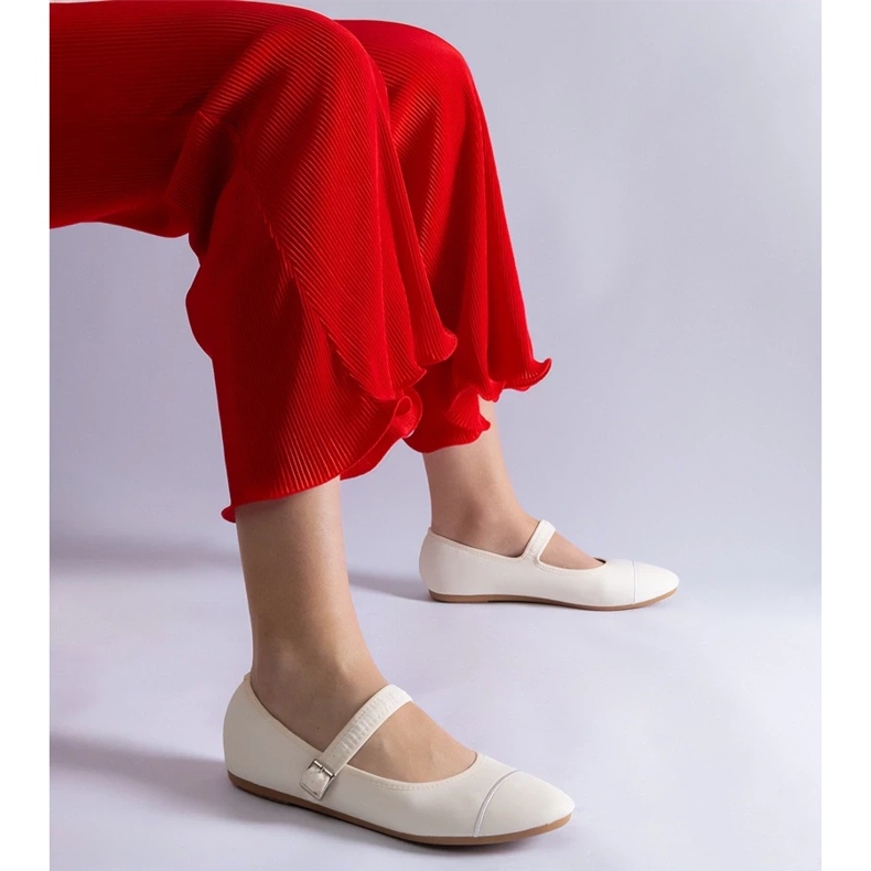 D/CEO Weiße Ballerinas mit mattem Finish, geschlossen mit einer Longhola-Schnalle 2