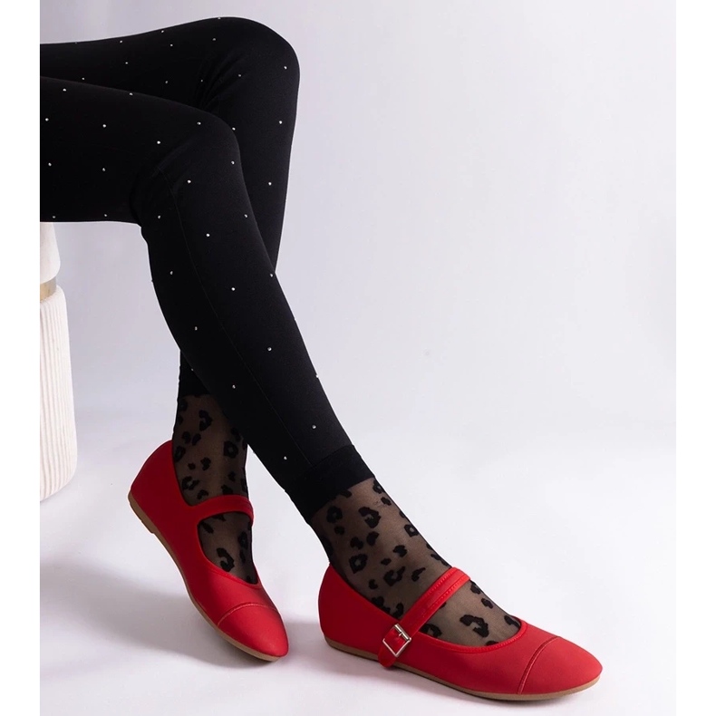 D/CEO Rote Ballerinas mit mattem Finish, geschlossen mit einer Longhola-Schnalle 1