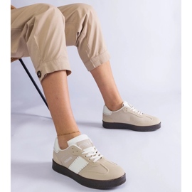 D/CEO Beige Plateau-Sneaker mit Puente-Nähten 1