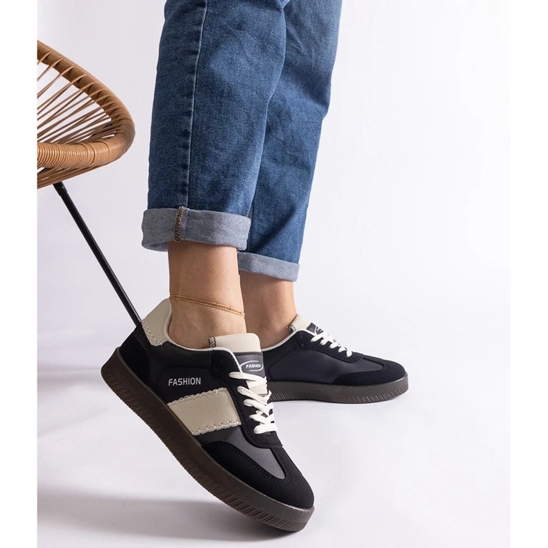 D/CEO Schwarze Plateau-Sneaker mit Puente-Nähten 2