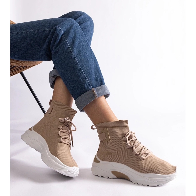 D/CEO Beigefarbene Sneakers mit elastischem Obermaterial von Arredon 1