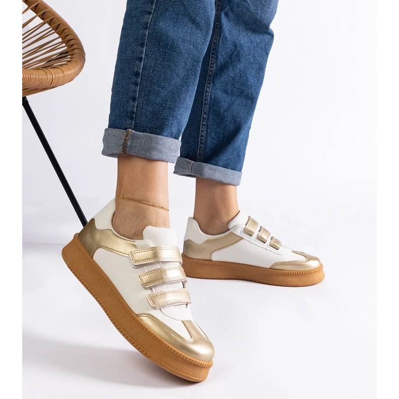 D/CEO Goldene Mena-Sneaker mit Klettverschluss 2