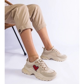 D/CEO Beige Plateau-Sneaker mit Martinez-Herz 1