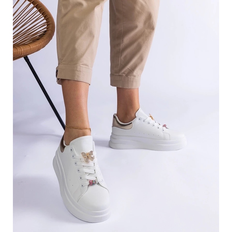 D/CEO Weiße Plateau-Sneaker, verziert mit einem Aranda-Schmetterling 2