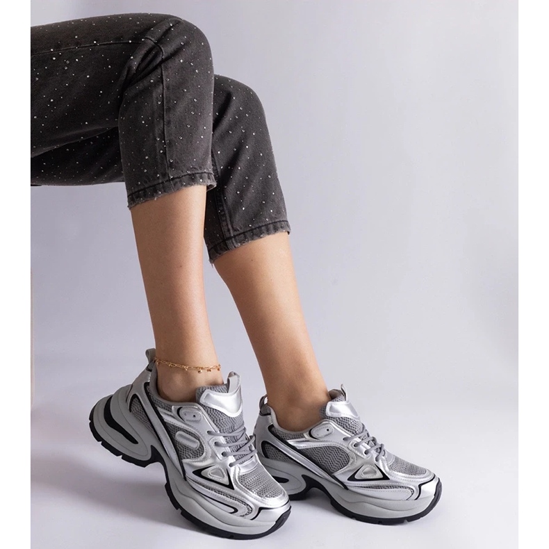 D/CEO Silberne Sneaker mit massiver Adom-Sohle silber- 2