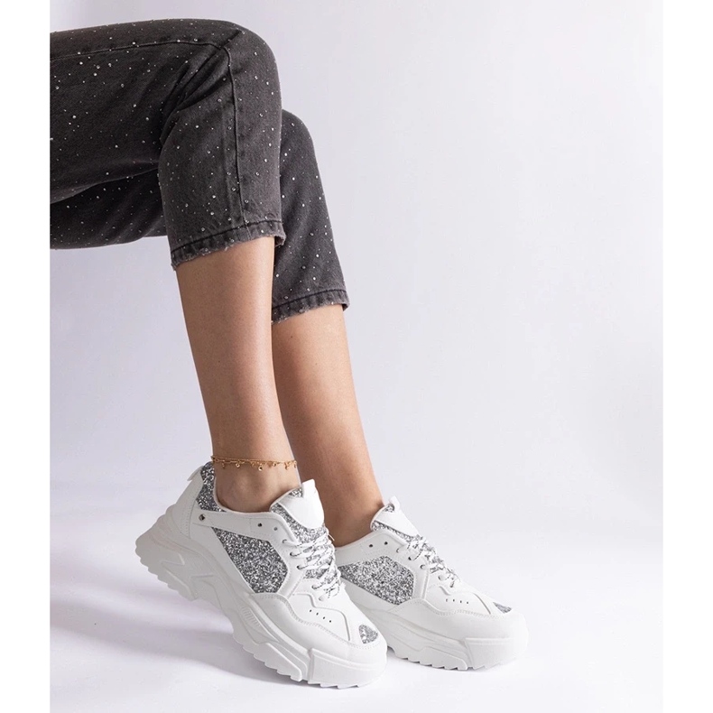 D/CEO Weiße Damen-Sneaker mit Glitzereinsätzen Caraballo 2