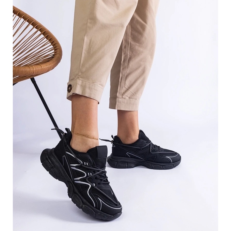 D/CEO Schwarze Frauen -Turnschuhe auf der massiven Collanga -Sohle 2