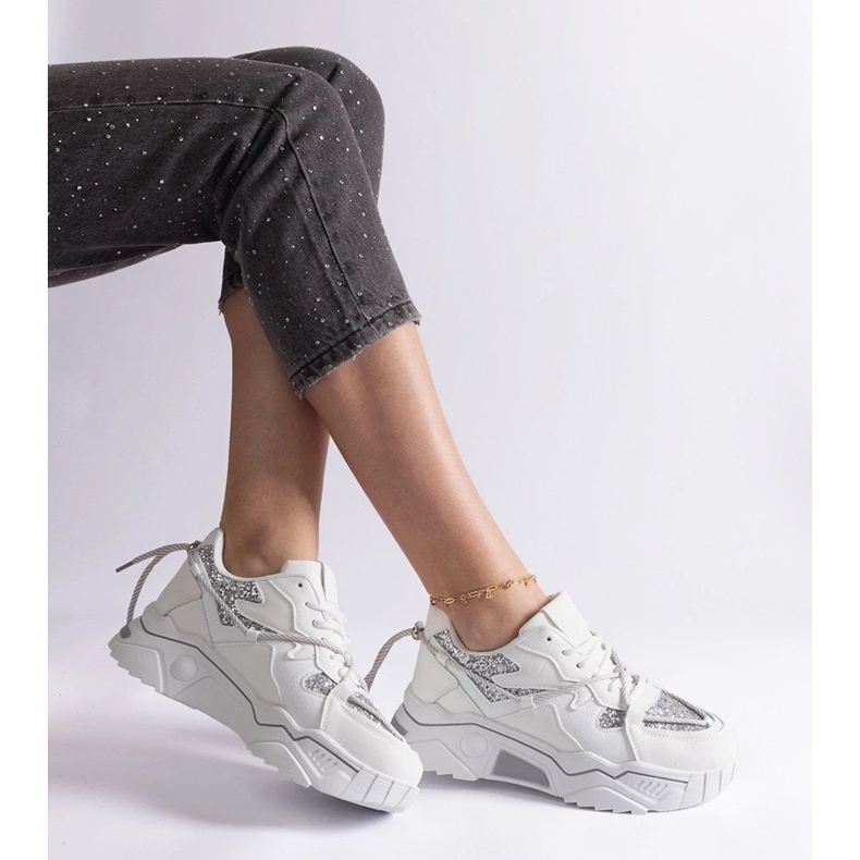 D/CEO Weiße Damen-Sneaker mit Agar-Glitzer 2