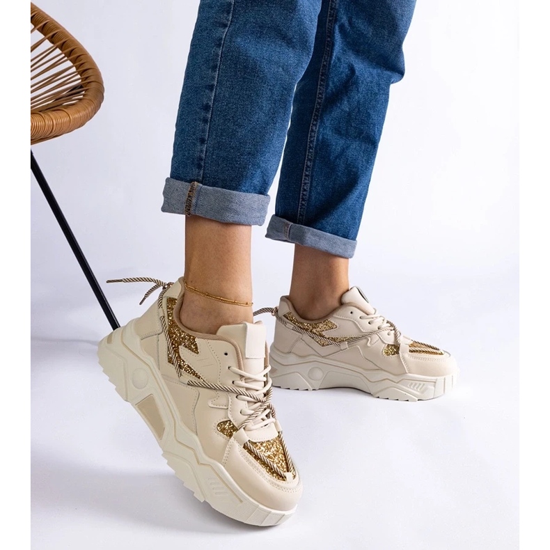 D/CEO Beige Damen-Sneaker mit Agar-Glitzer 2