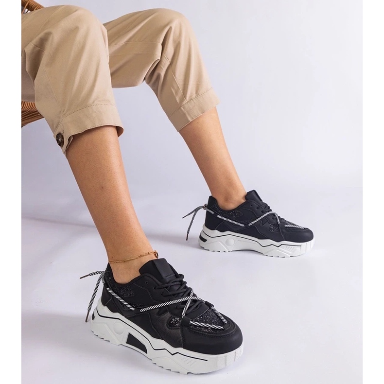 D/CEO Schwarze Damen-Sneaker mit Agar-Glitzer 1