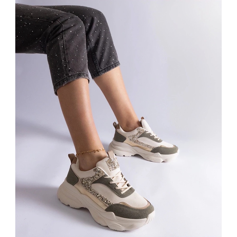 D/CEO Grüne Sneakers mit glitzernden Clorinda-Einsätzen 1