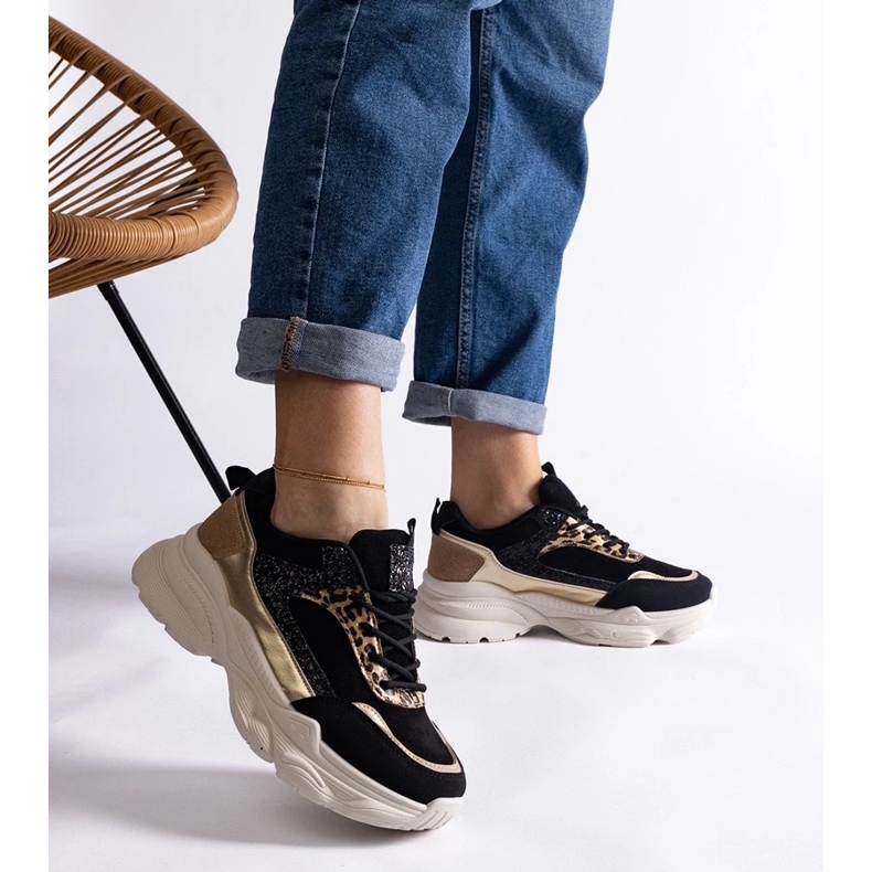 D/CEO Schwarze Sneakers mit glitzernden Clorinda-Einsätzen 2