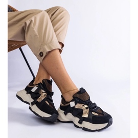 D/CEO Schwarze Sneakers mit goldenen Candra-Einsätzen 1