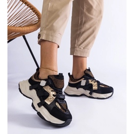 D/CEO Schwarze Sneakers mit goldenen Candra-Einsätzen 2