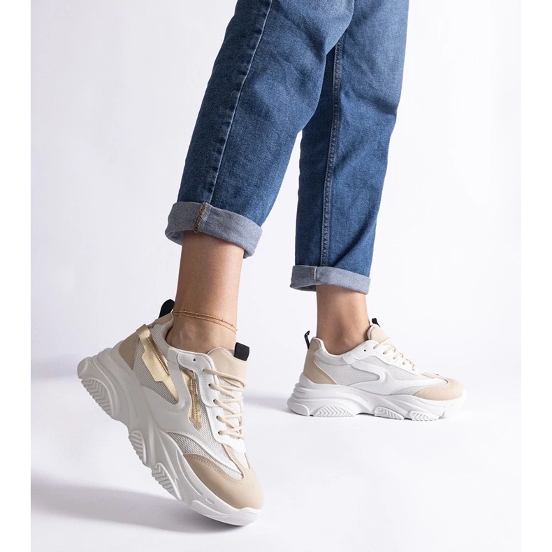 D/CEO Beige-goldene Milenka-Sneaker für Damen 2