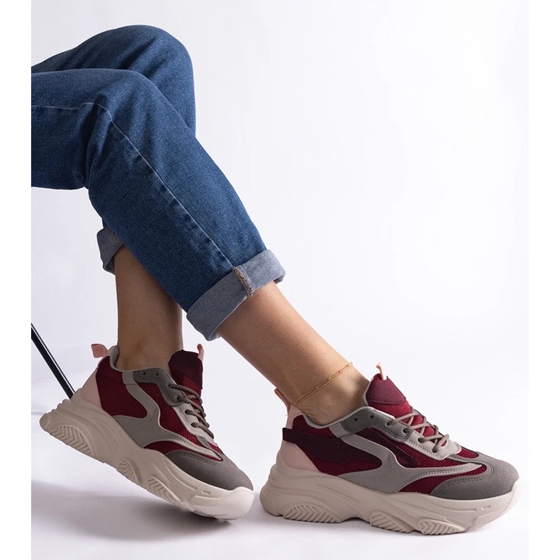 D/CEO Kastanienbraune und graue Milenka-Sneaker für Damen rot 2