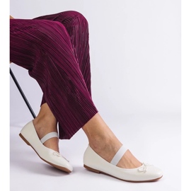 D/CEO Weiße Ballerinas mit Gummiband und dekorativer Newton-Schleife 2