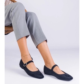 D/CEO Schwarze Ballerinas mit einem Gummiband und einer quadratischen Nase Averina 2