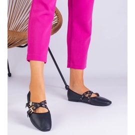 D/CEO Schwarze Ballerinas aus Eco -Leder, die mit Emmarino -Schnallen verziert sind 2