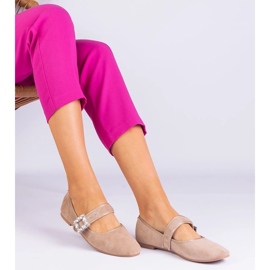 D/CEO Beige Ballerinas mit einer Schnalle mit Demetra -Kristallen dekoriert 1