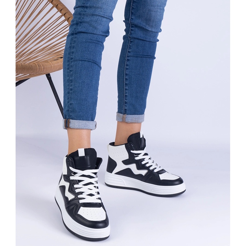 Weiße und weiße Sneaker von Frauen schwarz 1