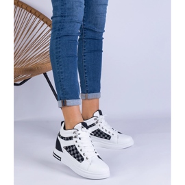 Weiße Turnschuhe für Frauen auf einem versteckten Keil schwarz 4
