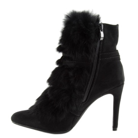 Schwarze Stiefel auf hohem Absatz mit Fell schwarz 1319 Schwarz 1