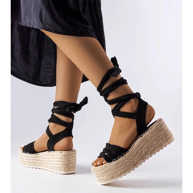 D/CEO Schwarze Plateau-Espadrilles von Loiseau 1