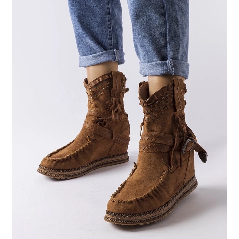 D/CEO Braune Keilstiefel von Beausoleil 1