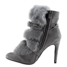 Stiefel auf hohem Absatz mit Fell grau 1319 D.GRAY 1