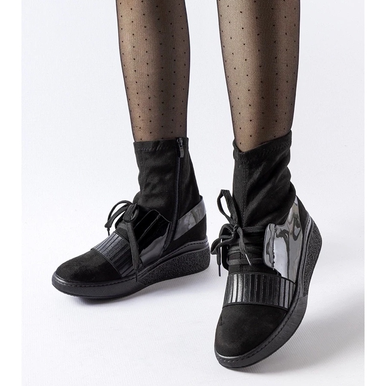 D/CEO Schwarze Spoleto-Keilsockenstiefeletten 2