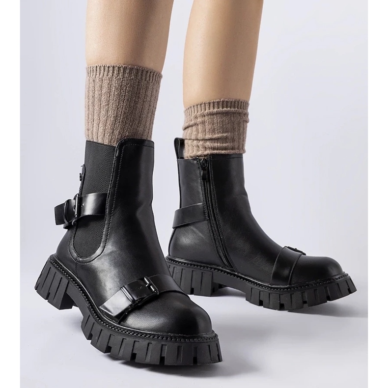 D/CEO Schwarze Stiefeletten mit massiver Fontarine-Sohle 1