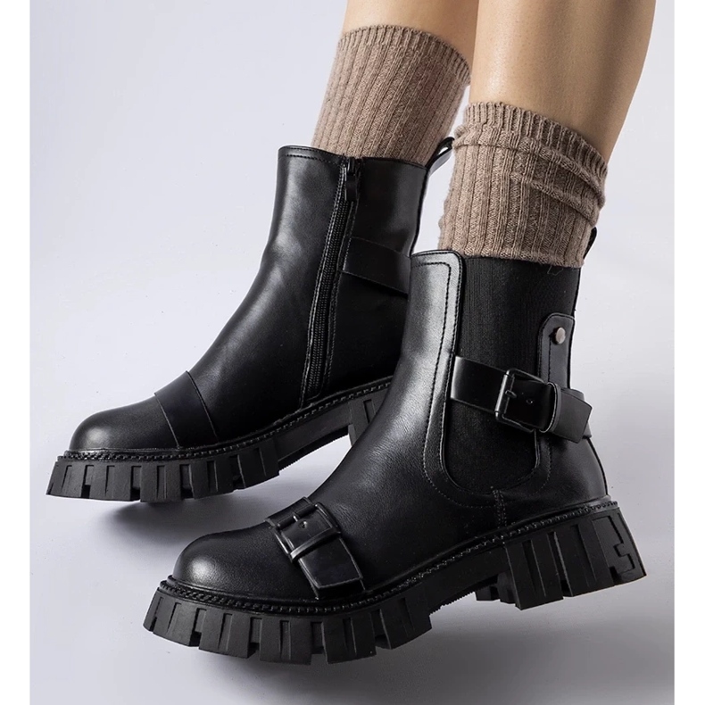 D/CEO Schwarze Stiefeletten mit massiver Fontarine-Sohle 2