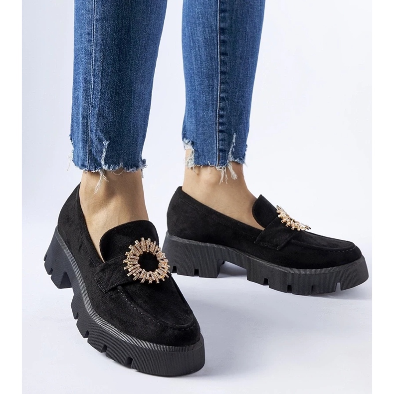 D/CEO Schwarze Mokassins, verziert mit einer Stanislas-Schnalle 1