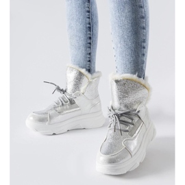 D/CEO Weiße und silberne isolierte Stringer-Schneestiefel 1