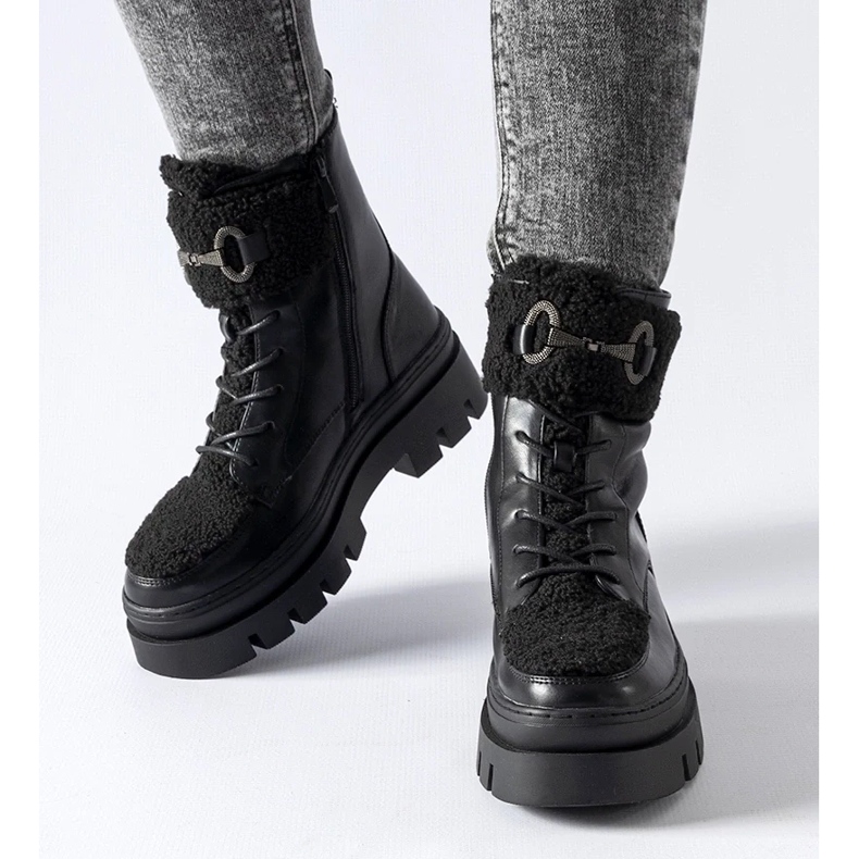 D/CEO Schwarze isolierte Arbeiterstiefel mit Highland-Schnalle 2