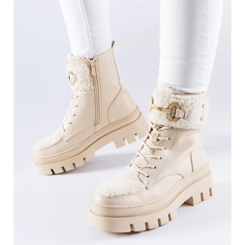 D/CEO Beige isolierte Arbeiterstiefel mit Highland-Schnalle 1